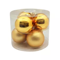 Inge's Christmas Decor - Kugel 10 cm, Glas, 6 Stk., inkagold glanz/matt