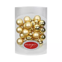 Inge's Christmas Decor - Kugel 2 cm, Glas, 25 Stk., inkagold glanz/matt