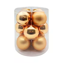 Inge's Christmas Decor - Kugel 8 cm, Glas, 12 Stk., brokatgold glanz/matt