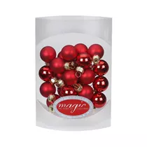 Inge's Christmas Decor - Kugel 2 cm, Glas, 25 Stk., rot glanz/matt