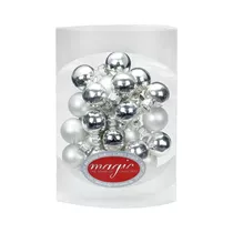 Inge's Christmas Decor - Kugel 2 cm, Glas, 25 Stk., silber glanz/weiß matt