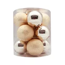 Inge's Christmas Decor - Kugel 8 cm, Glas, 12 Stk., champagner glanz/eislack