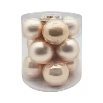 Inge's Christmas Decor - Kugel 8 cm, Glas, 12 Stk., champagner matt/opal