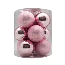 Inge's Christmas Decor - Kugel 8 cm, Glas, 12 Stk., light rose glanz/eislack