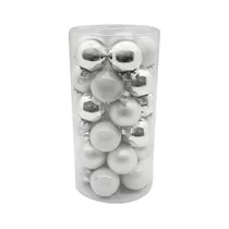 Inge's Christmas Decor - Kugel 4 cm, Glas, 30 Stk., silber glanz/weiß matt/porzellanweiß
