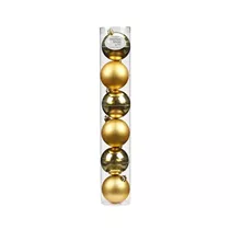 Inge's Christmas Decor - Kugel, 8 cm, 6 Stk., Kunststoff, Gold-Mix