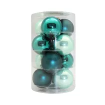 Inge's Christmas Decor - Kugel 6 cm, Glas, 12 Stk., Green Emerald