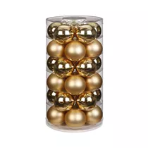 Inge's Christmas Decor - Kugel 6 cm, Glas, 30 Stk., brokatgold glanz/matt