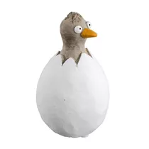 Gehlmann - Küken im Ei, Zement, grau/weiß, H14/D8cm