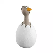 Gehlmann - Küken im Ei, Zement, grau/weiß, H16, 5/D8cm