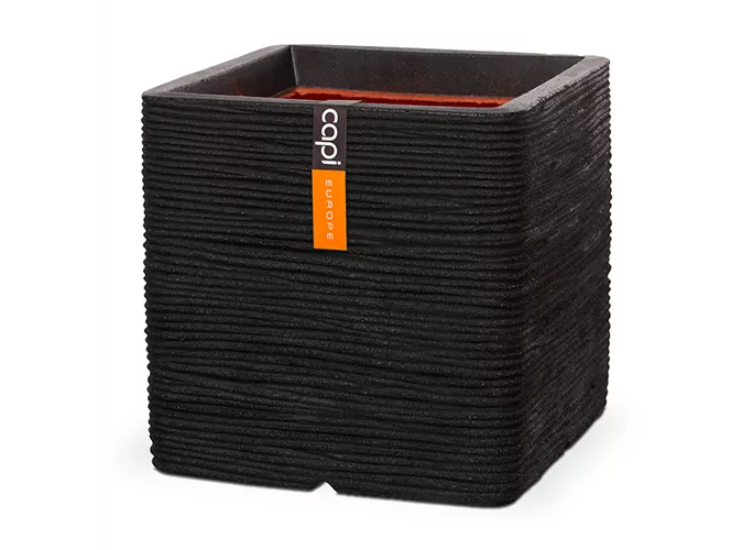 30x30x30 schwarz - Topf quadratisch Rib NL