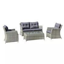 MAXPHIL living - Loungegruppe Curve Komplettset 4-teilig - Hellgrau / Sand