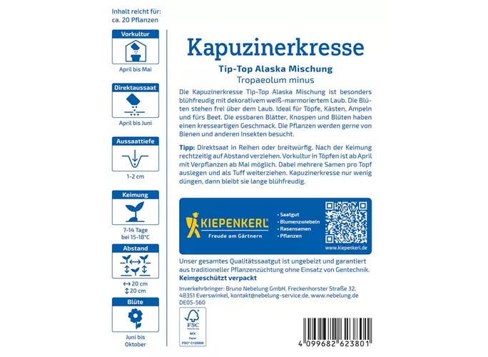 Kiepenkerl Saatgut - Kapuzinerkresse Mischung