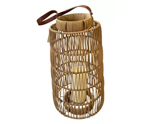 braun, D25xH45 cm - Laterne mit LED-Kerze