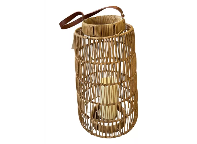 braun, D25xH45 cm - Laterne mit LED-Kerze
