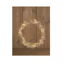 Led B.O.T. Kranz - Metallisch Silber 25L / 30 cm warmweiß