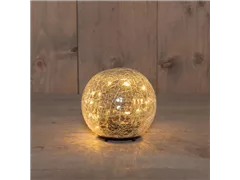 15 LED - Glaskugel Crackle Klar