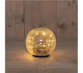 15 LED - Glaskugel Crackle Klar