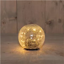 15 LED - Glaskugel Crackle Klar