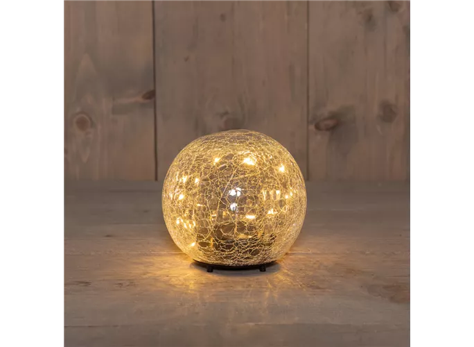 15 LED - Glaskugel Crackle Klar