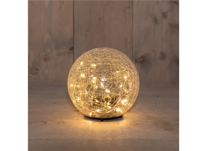 30 LED - Glaskugel Crackle Klar