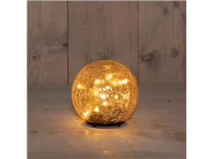 15 LED - Glaskugel Crackle Amber