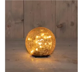 15 LED - Glaskugel Crackle Amber