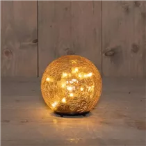 15 LED - Glaskugel Crackle Amber