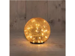 30 LED - Glaskugel Crackle Amber