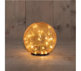 30 LED - Glaskugel Crackle Amber