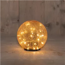 30 LED - Glaskugel Crackle Amber