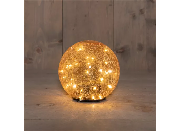 30 LED - Glaskugel Crackle Amber