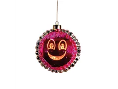15.8 x 7.9 x 16.5cm Rosa - Glasfigur Smiley Ballon LED