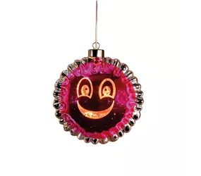 15.8 x 7.9 x 16.5cm Rosa - Glasfigur Smiley Ballon LED
