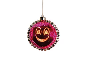 15.8 x 7.9 x 16.5cm Rosa - Glasfigur Smiley Ballon LED