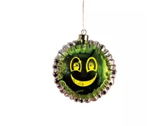 15.8 x 7.9 x 16.5cm Grün - Glasfigur Smiley Ballon LED