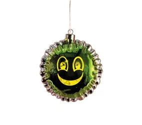 15.8 x 7.9 x 16.5cm Grün - Glasfigur Smiley Ballon LED
