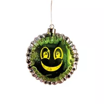 15.8 x 7.9 x 16.5cm Grün - Glasfigur Smiley Ballon LED