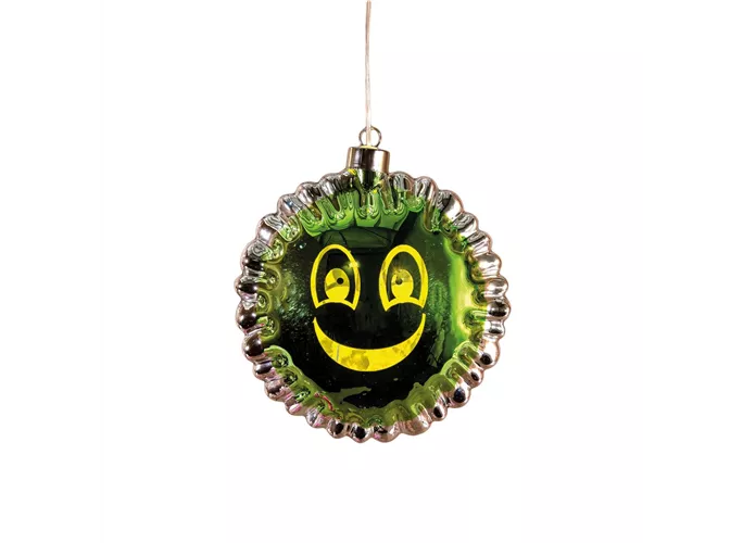 15.8 x 7.9 x 16.5cm Grün - Glasfigur Smiley Ballon LED