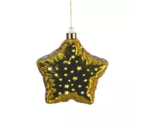 17.5 x 8.5 x 17.8cm Gold - Glasfigur Stern Ballon LED
