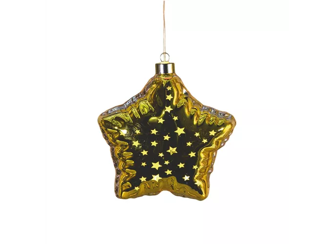17.5 x 8.5 x 17.8cm Gold - Glasfigur Stern Ballon LED