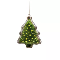 12.5 x 7 x 16cm Grün - Glasfigur Baum Ballon LED