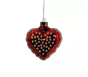 14.8 x 7 x 15.5cm Rot - Glasfigur Herz Ballon LED
