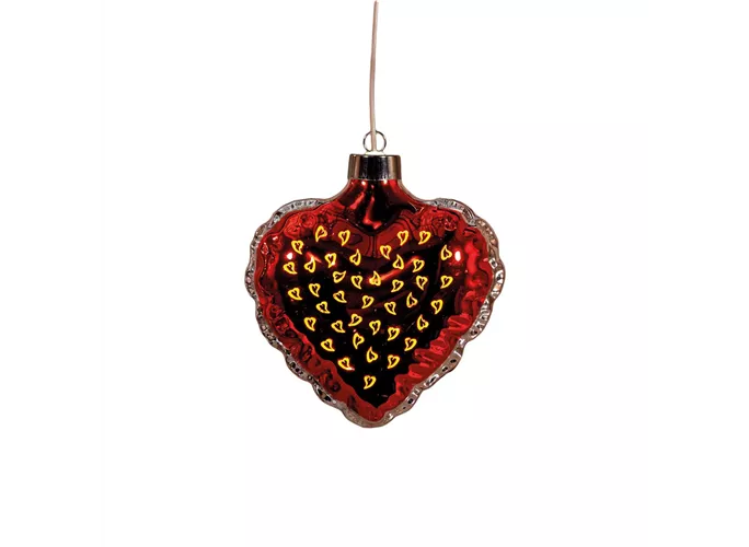 14.8 x 7 x 15.5cm Rot - Glasfigur Herz Ballon LED