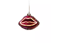 15 x 7.5 x 11cm Rosa - Glasfigur Lippen Ballon LED