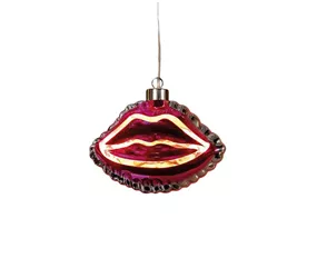15 x 7.5 x 11cm Rosa - Glasfigur Lippen Ballon LED