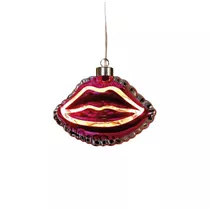 15 x 7.5 x 11cm Rosa - Glasfigur Lippen Ballon LED