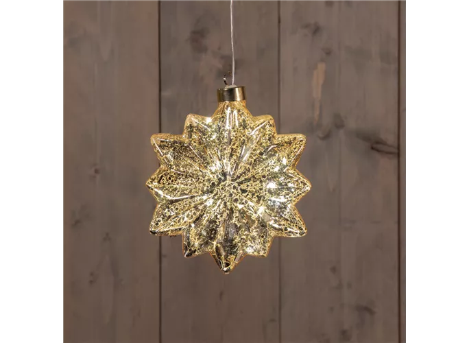 15 cm Mercury Gold - Glasstern 12 Zacken LED