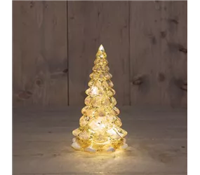 12x12x21 cm Mercury Gold/Schnee - Glasbäumchen LED