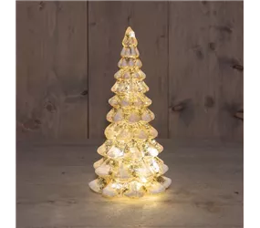 13x13x26 cm Mercury Gold/Schnee - Glasbäumchen LED